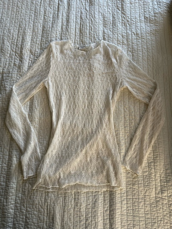 Abercrombie & Fitch Tops - Abercrombie & Fitch Cream Sheer Lace Long-Sleeve Top